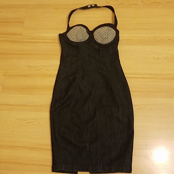 NWOT Marciano Studded Stretch Denim Dress 4 - Picture 2 of 6